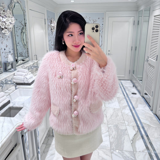 Frida Faux Fur Jacket (Pink)